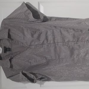Layne Bryant size 26 short sleeved button up shirt.Grey with black/silver stripe
